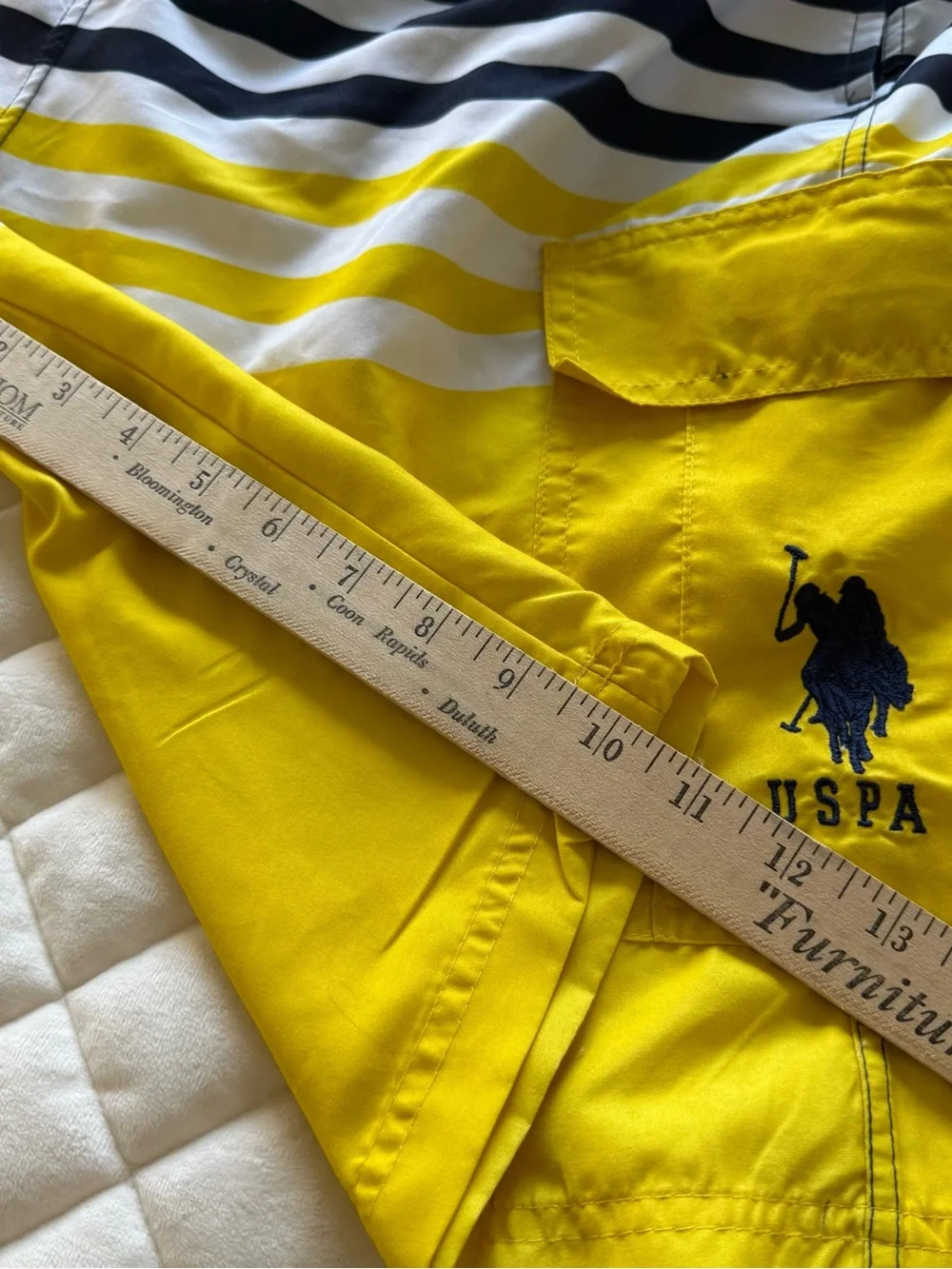 Polo Ralph Lauren Striped Cargo Swim Trunks Men's Size XL Navy Yellow